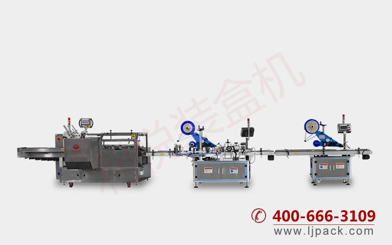 手機(jī)膜自動掛構(gòu)插盒貼標(biāo)裝盒機(jī)生產(chǎn)線整體展示